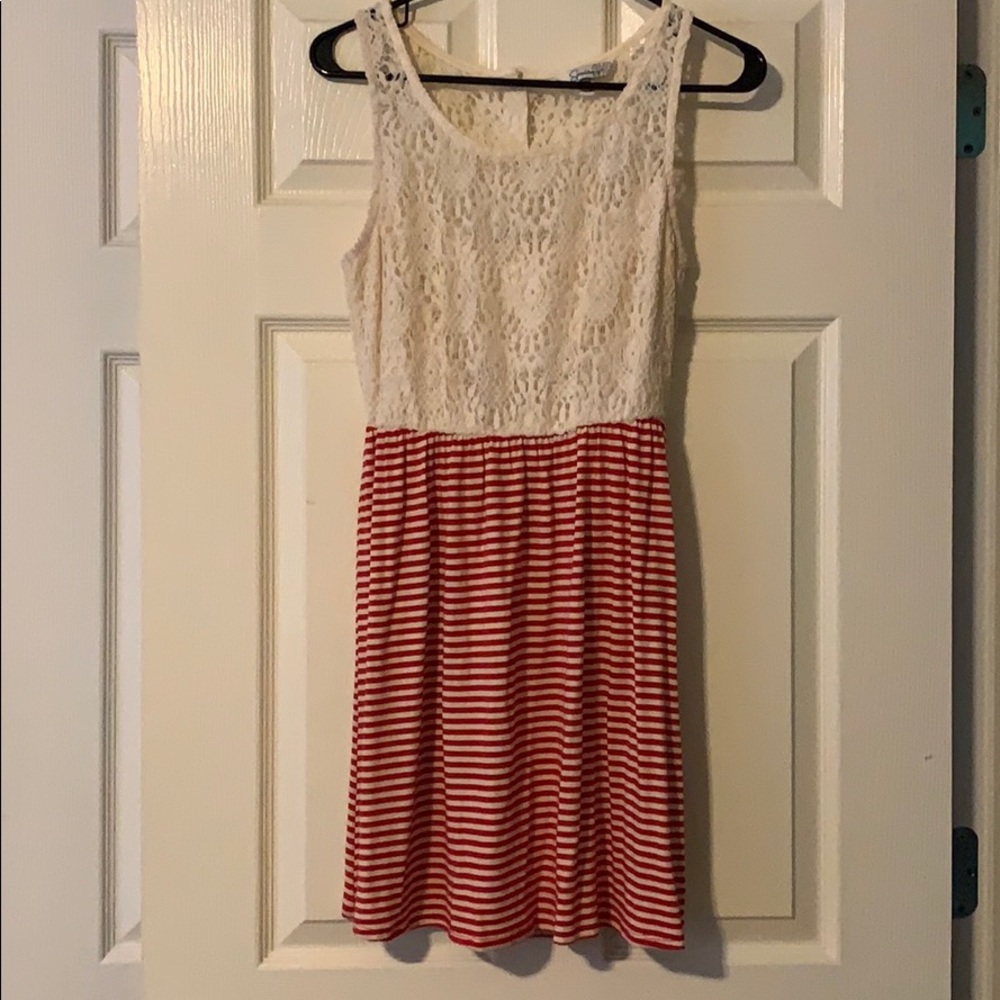 Lace and striped dress